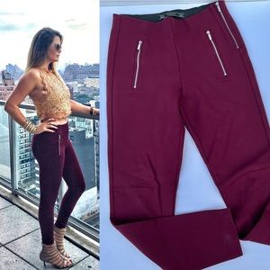 ZARA Burgundy legging with zipper details M